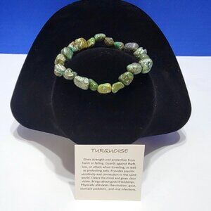 Vintage Natural Turquoise Beaded Bracelet for Protection